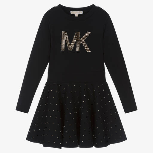 Michael Kors Kids-Girls Black Studded Jersey Dress | Childrensalon Outlet