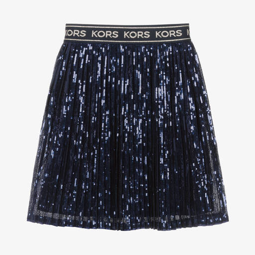 Michael Kors Kids-Girls Blue Pleated Sequined Skirt | Childrensalon Outlet