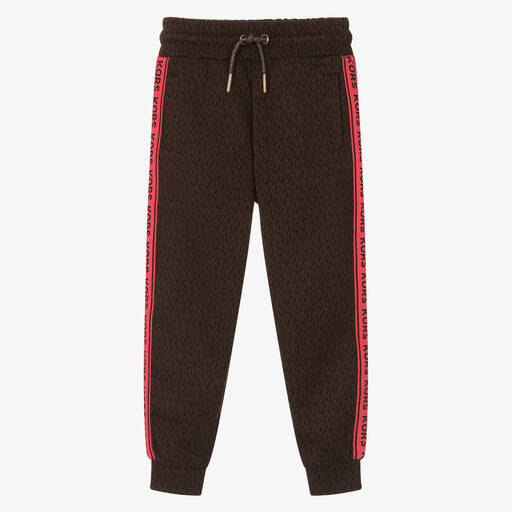 Michael Kors Kids-Girls Brown Monogram Jersey Joggers | Childrensalon Outlet