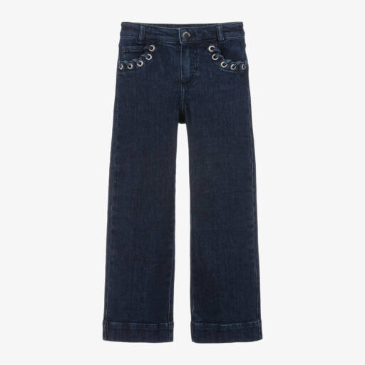 Michael Kors Kids-Girls Dark Wash Wide-Leg Trousers | Childrensalon Outlet