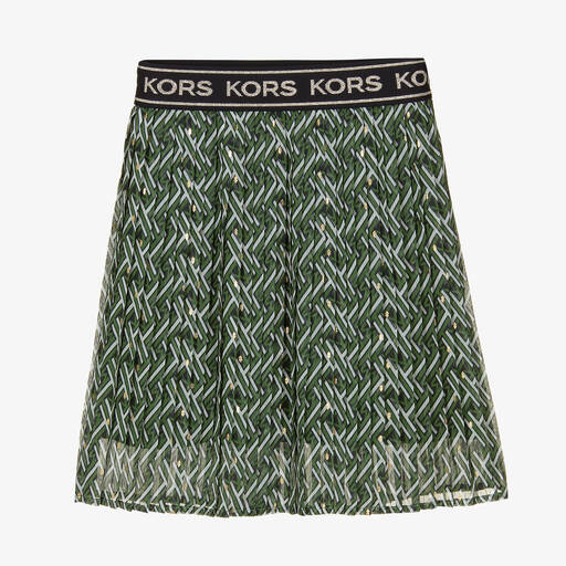 Michael Kors Kids-Girls Green Pleated Chiffon Skirt | Childrensalon Outlet