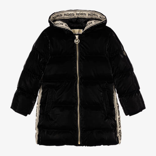 Michael Kors Kids-Черное пуховое пальто с капюшоном для девочек | Childrensalon Outlet