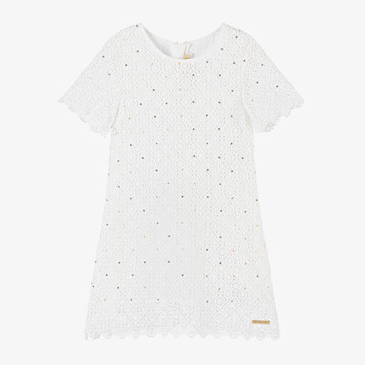 Michael Kors Kids-Girls Ivory Cotton Guipure Lace Dress | Childrensalon Outlet