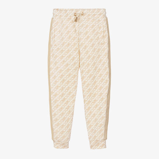 Michael Kors Kids-Girls Ivory MK Empire Print Joggers | Childrensalon Outlet
