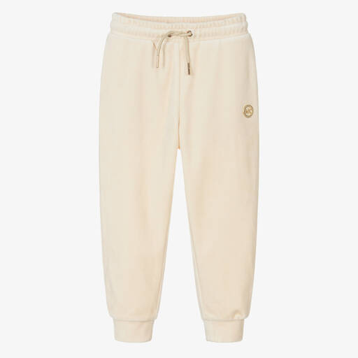 Michael Kors Kids-Girls Ivory Velour Joggers | Childrensalon Outlet