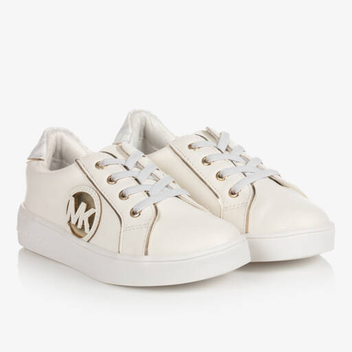 Michael Kors Kids-حذاء رياضي أبيض للبنات بلمسات معدنية | Childrensalon Outlet