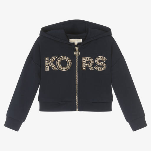 Michael Kors Kids-Navyblaue Kapuzenjacke mit Nieten | Childrensalon Outlet