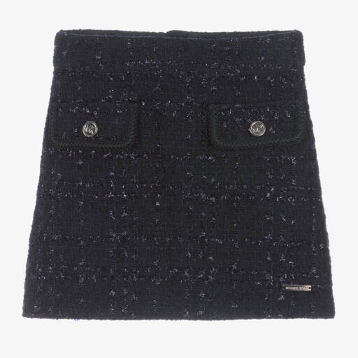Michael Kors Kids-Girls Navy Tweed Sparkle Skirt | Childrensalon Outlet