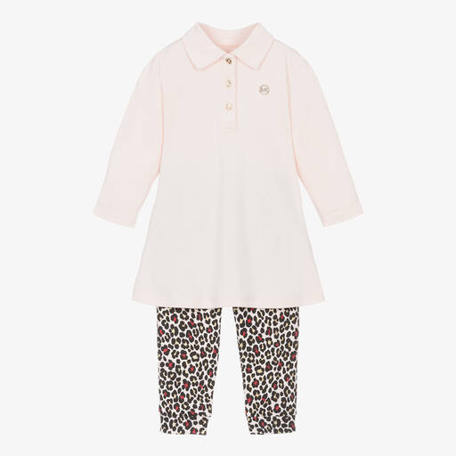 Michael Kors Kids-Girls Pink Animal Print Trouser Set | Childrensalon Outlet