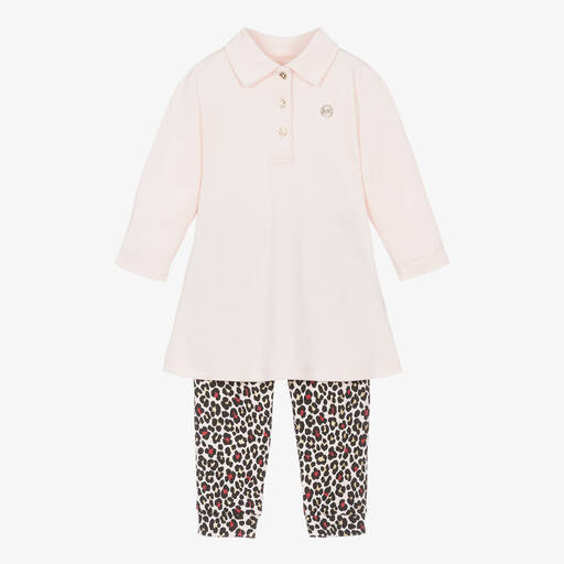 Michael Kors Kids-طقم بنطلون قطن عضوي لون زهري أطفال بناتي | Childrensalon Outlet