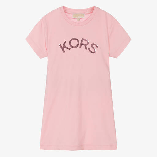 Michael Kors Kids-Girls Pink Cotton Jersey Logo Dress | Childrensalon Outlet
