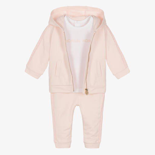 Michael Kors Kids-Ensemble survêtement rose en coton | Childrensalon Outlet