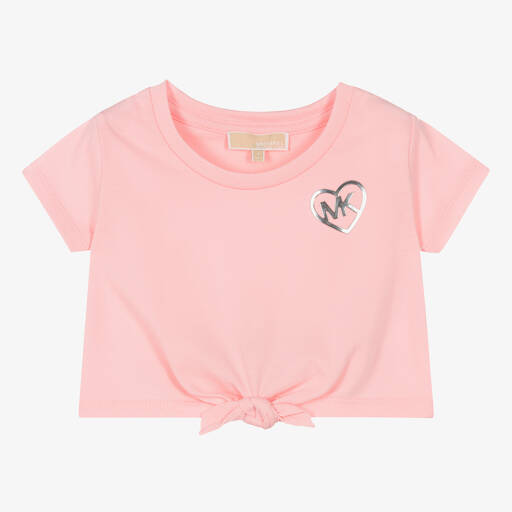 Michael Kors Kids-Girls Pink Cropped Jersey T-Shirt | Childrensalon Outlet