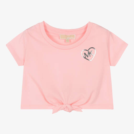 Michael Kors Kids-تيشيرت قصير قطن جيرسي لون زهري للبنات | Childrensalon Outlet