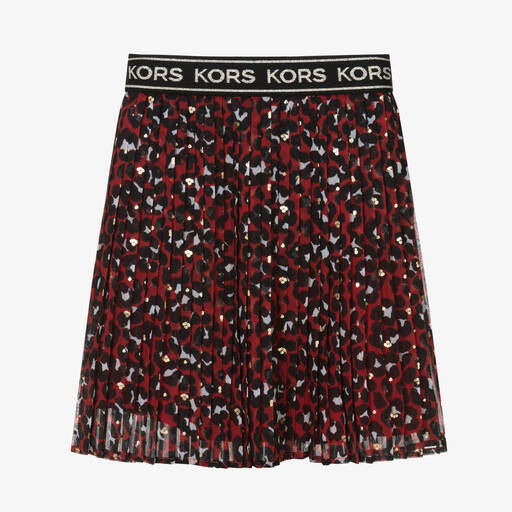 Michael Kors Kids-Girls Red Pleated Chiffon Skirt | Childrensalon Outlet