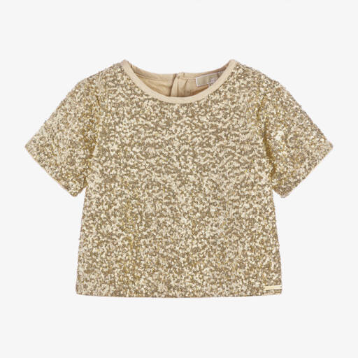 Michael Kors Kids-Футболка для девочек с золотыми пайетками для вечеринки | Childrensalon Outlet