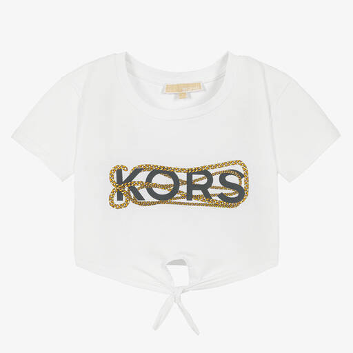 Michael Kors Kids-Girls White Cotton Logo T-Shirt | Childrensalon Outlet