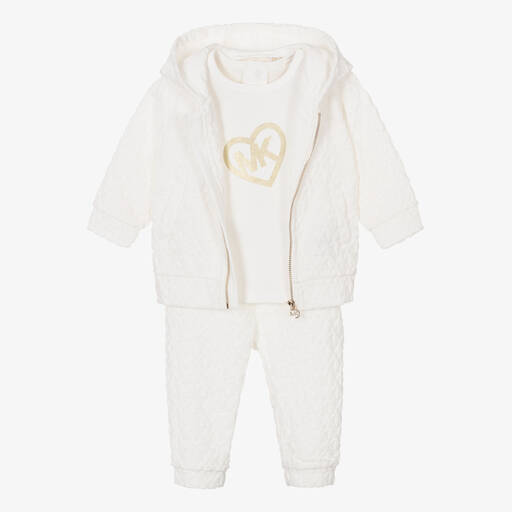 Michael Kors Kids-Girls White Monogram Tracksuit Set | Childrensalon Outlet