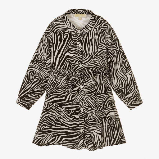 Michael Kors Kids-Zebra-Hemdkleid in Elfenbein und Schwarz | Childrensalon Outlet