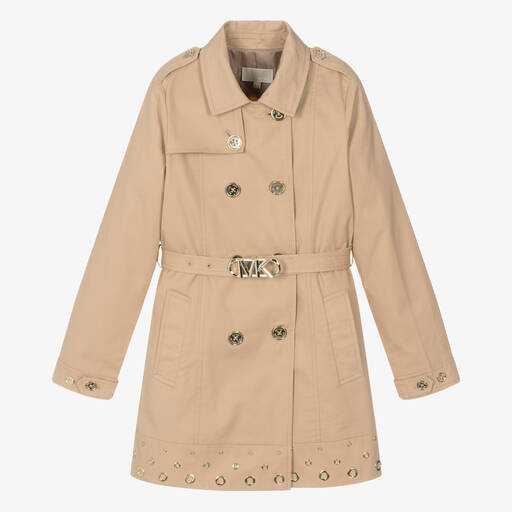 Michael Kors Kids-Teen Girls Beige Cotton Trench Coat | Childrensalon Outlet