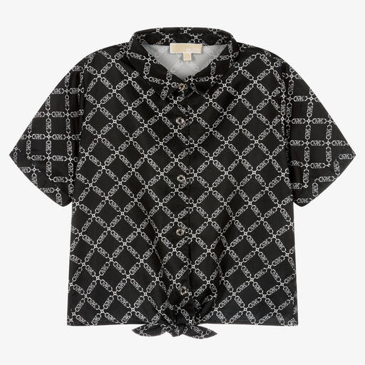 Michael Kors Kids-Teen Girls Black Chain Logo Print Blouse | Childrensalon Outlet