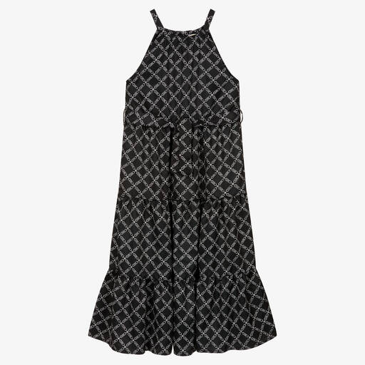 Michael Kors Kids-Черное платье с принтом-цепочкой | Childrensalon Outlet