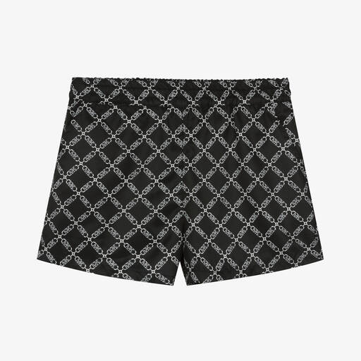 Michael Kors Kids-Teen Girls Black Chain Logo Print Shorts | Childrensalon Outlet