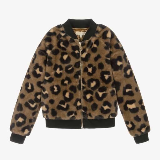 Michael Kors Kids-Teen Girls Brown Leopard Print Jacket | Childrensalon Outlet