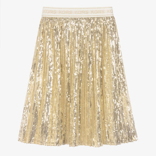Michael Kors Kids-تنورة لون ذهبي مزينة بترتر للمراهقات | Childrensalon Outlet