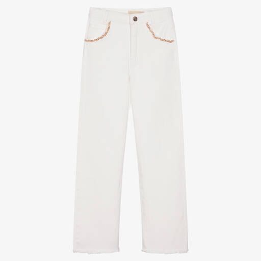 Michael Kors Kids-Teen Girls Ivory Cotton Denim Jeans | Childrensalon Outlet