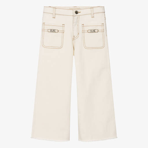 Michael Kors Kids-جينز بأرجل واسعة قطن دنيم لون عاجي للمراهقات | Childrensalon Outlet