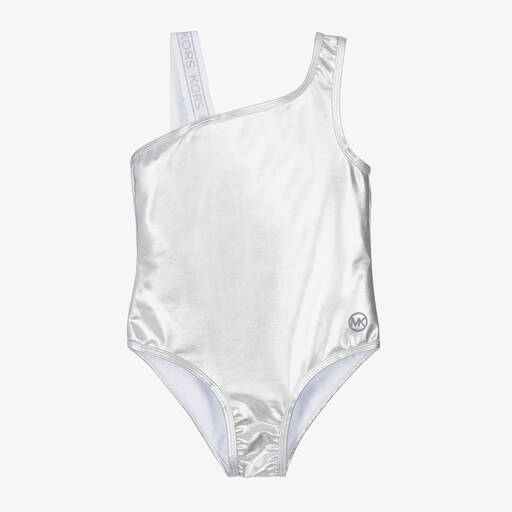 Michael Kors Kids-Teen Girls Metallic Silver Logo Swimsuit | Childrensalon Outlet