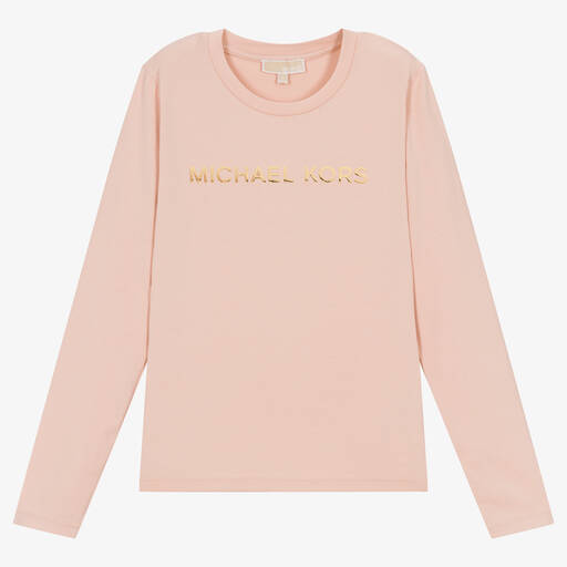 Michael Kors Kids-Teen Girls Pink & Gold Cotton Top | Childrensalon Outlet