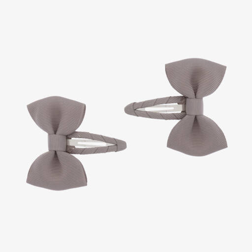 Milledeux-Girls Dark Grey Bow Clips Duo | Childrensalon Outlet