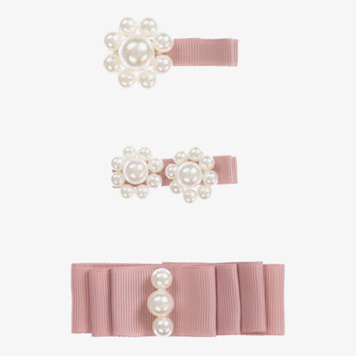 Milledeux-Girls Dusky Pink Clip Trio | Childrensalon Outlet