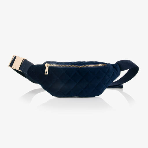 Milledeux-Girls Navy Blue Velvet Belt Bag (24cm) | Childrensalon Outlet