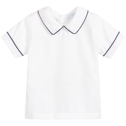 Mini-La-Mode-قميص قطن بيما لون أبيض و كحلي للمواليد  | Childrensalon Outlet