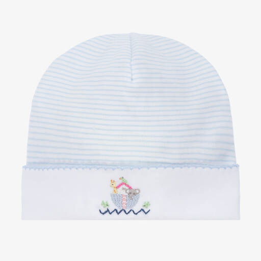 Mini-la-Mode-قبعة قطن بيما لون أبيض وأزرق للأطفال | Childrensalon Outlet