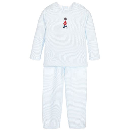 Mini-la-Mode-Boys Blue Pima Cotton Pyjamas  | Childrensalon Outlet