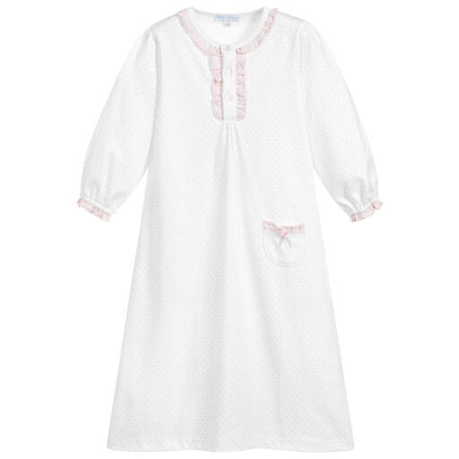 Mini-La-Mode-قميص نوم قطن بيما لون أبيض و زهري للبنات | Childrensalon Outlet