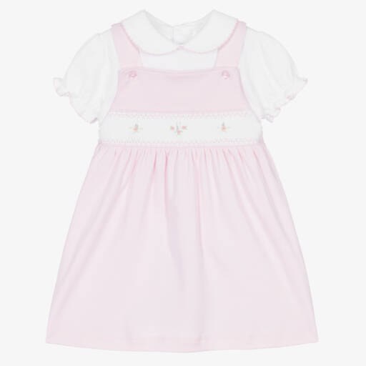 Mini-la-Mode-Girls Pink Pima Cotton Smocked Dress Set | Childrensalon Outlet