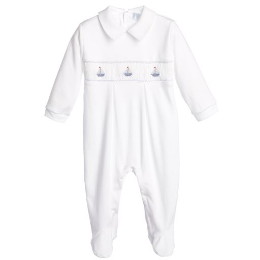 Mini-la-Mode-White Pima Cotton Babygrow | Childrensalon Outlet