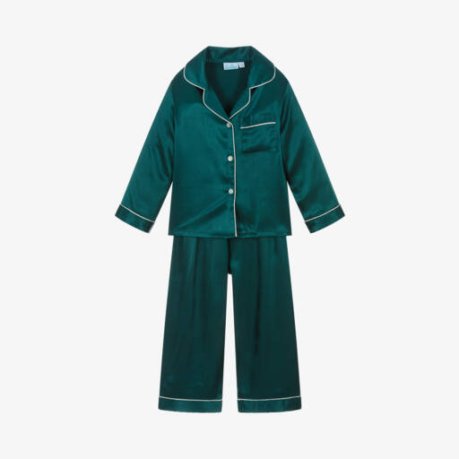 Mini Lunn-Изумрудный атласный комплект для сна для девочек | Childrensalon Outlet