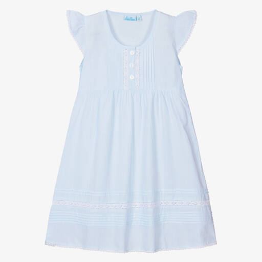Mini Lunn-فستان نوم قطني أزرق فاتح للبنات | Childrensalon Outlet