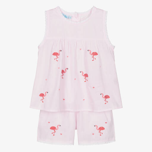 Mini Lunn-Girls Soft Pink Flamingo Pyjamas | Childrensalon Outlet