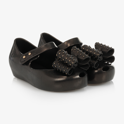 Mini Melissa-Black Bow Jelly Shoes | Childrensalon Outlet