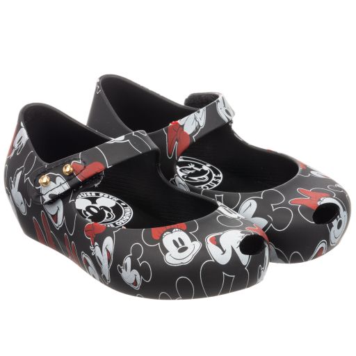 Mini Melissa-حذاء جيلي لون أسود بطبعة ديزني | Childrensalon Outlet