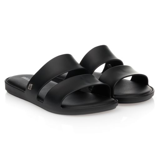 Mini Melissa-Black Matt Sliders | Childrensalon Outlet