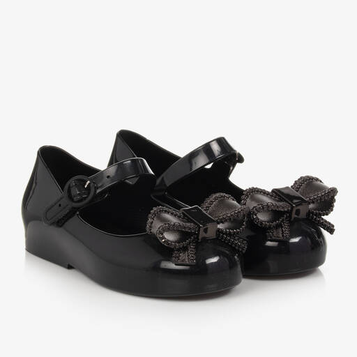Mini Melissa-Черные резиновые балетки с бантиками | Childrensalon Outlet