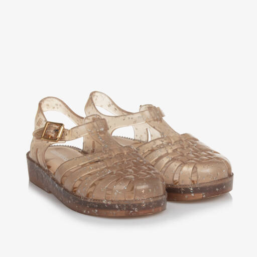 Mini Melissa-Girls Glitter Gold Jelly Shoes | Childrensalon Outlet